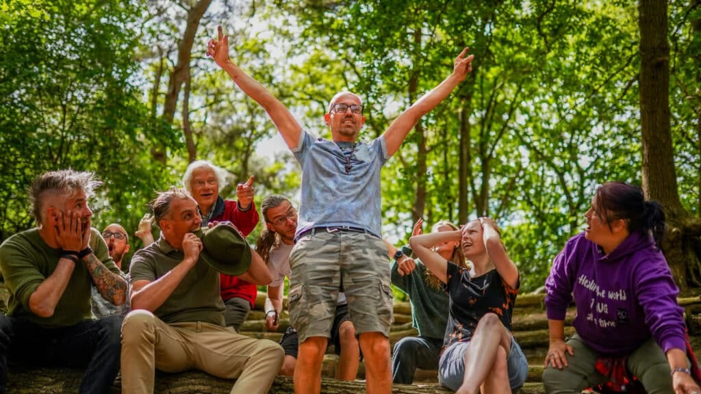 De mol onthult zich tijdens Expeditie de Mol bij Taribush Uitjes in de natuur van Drenthe